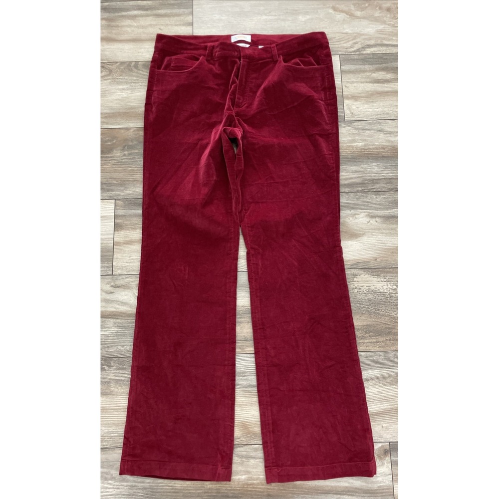 Talbots Red Velvet Bootcut Pants Women 12 Ankle Zip Stretch Casual Chino
